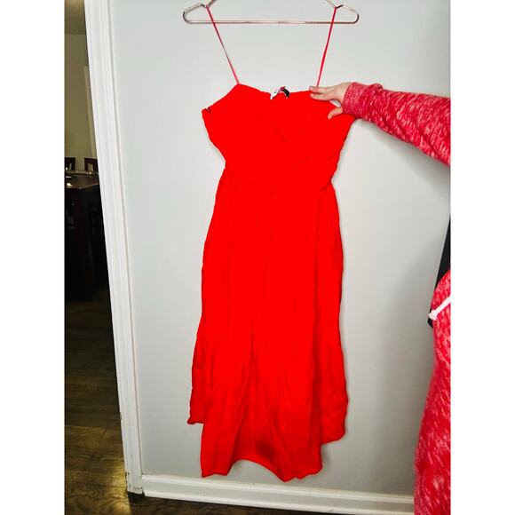 TOCCIN x RTR Red Sweetheart Neckline Strapless Flowy Skirt Midi Dress Size 14 - Picture 5 of 16